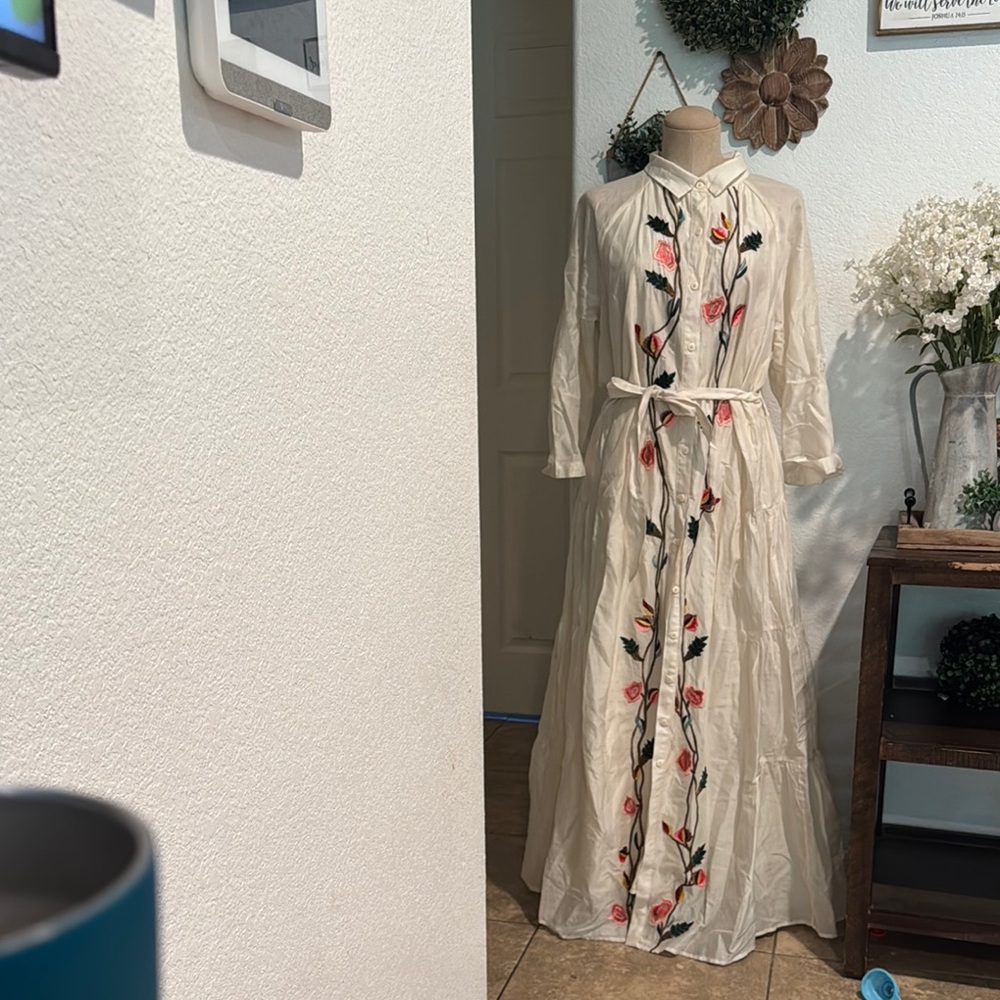 Anthropologie Embroidered Shirtdress size 16